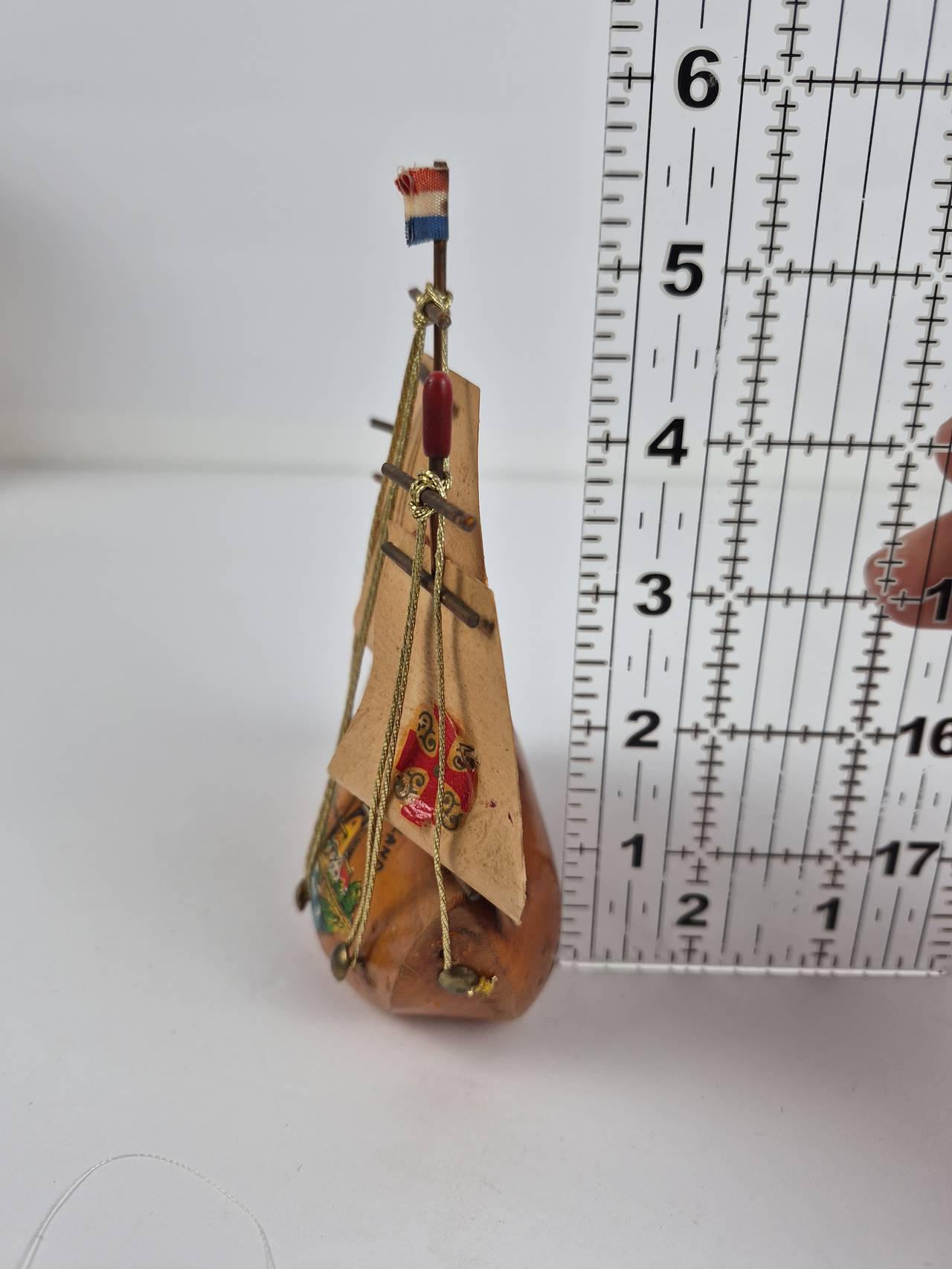 Vintage Dutch Wooden Clog Sailing Ship Souvenir