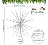 13.8 Inch Silver Christmas Burst Tree Topper Glittered 3D Burst Plastic Tree Top - Image 2