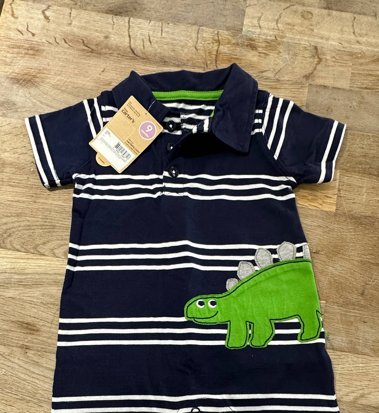 Carter's Baby Boy Dinosaur Striped Polo Romper