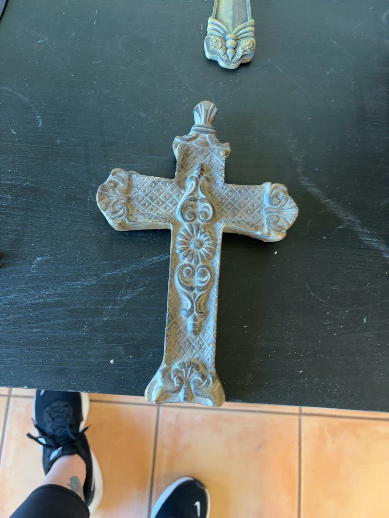 Hand-Painted Acrylic Gold Cross Wall Decoration 10x7
