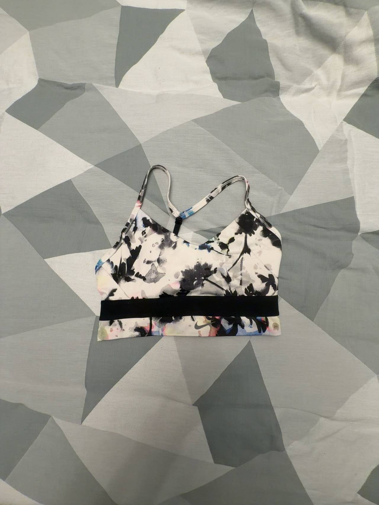 Nike Women's Indy Floral Sports Bra Black Sz Med