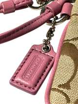 Coach Signature Canvas Wristlet with Pink Trim - Image 8