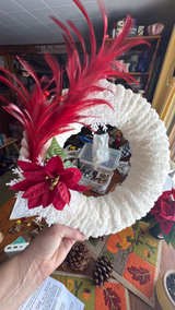 Beautifully Handcrafted Holiday Decorative Wreath w/ Poinsettia Elegant  - Image 3