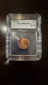 1957-D Lincoln Wheat Cent MS64 RD ICG Graded Coin - Image 2
