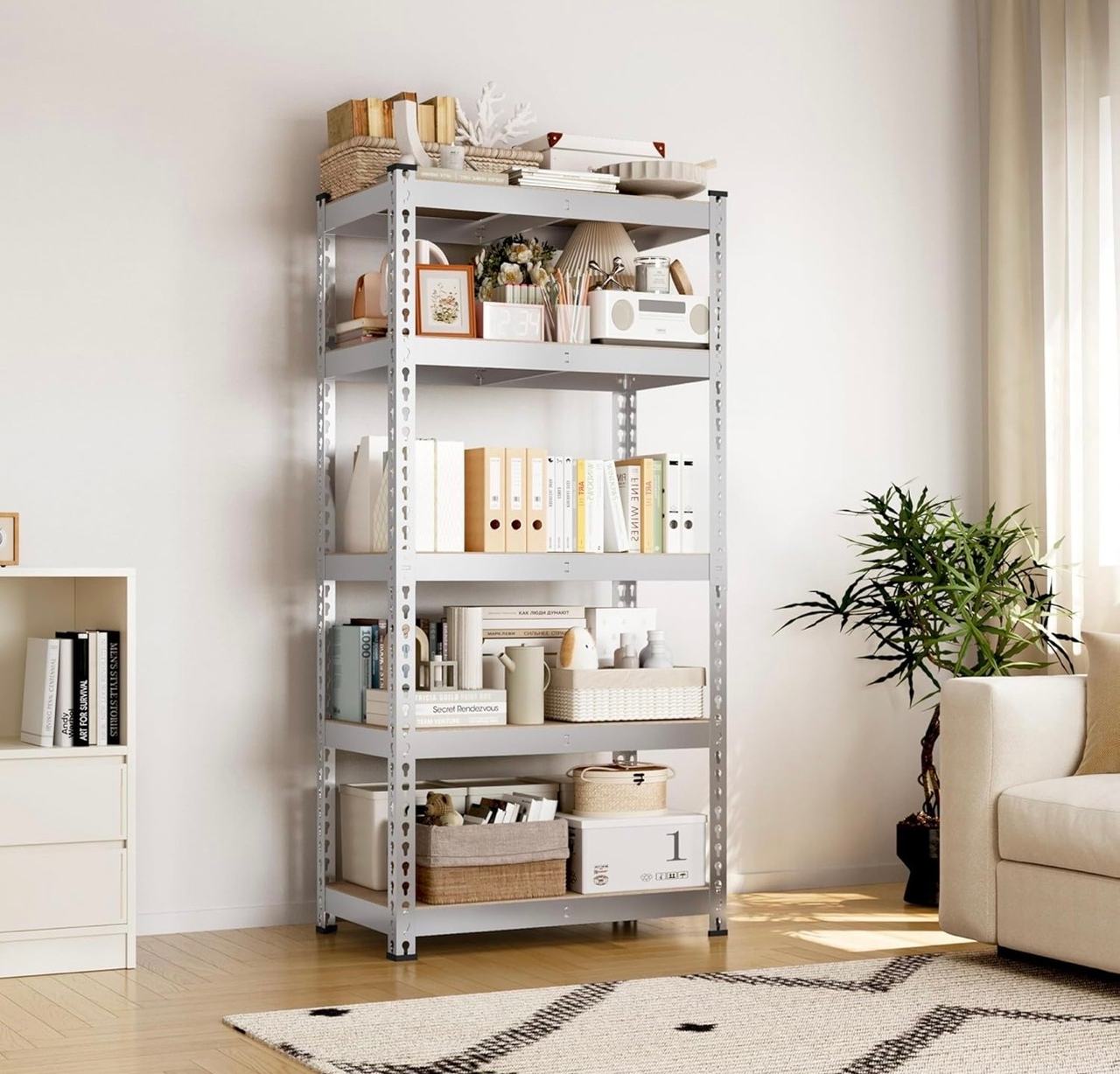 Yaheetech Storage Shelves 5 Tier Heavy Duty Adjustable Metal Shelving Unit NEW