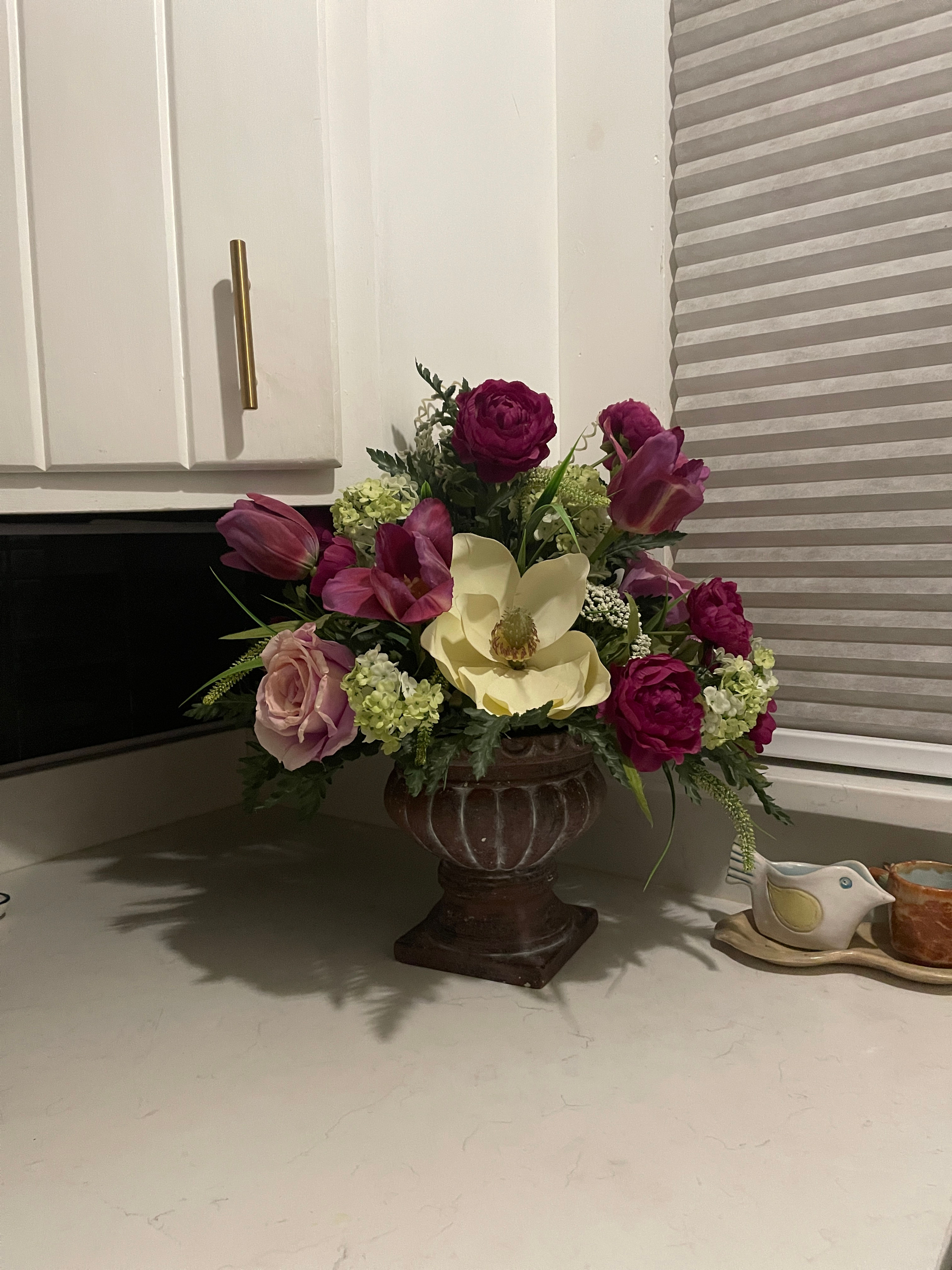 Artificial Floral Arrangement in Urn Vase