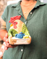 Ceramic Fitz & Floyd Rooster Figurine with Tea Tray - Image 2