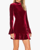 Vivimos Women's Size Small Winter Long Sleeve Velvet Ruffles Bodycon Mini Dress - Image 2