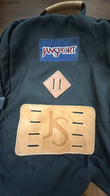 Jansport Vintage Leather Bottom Daypack Backpack Black - Image 2
