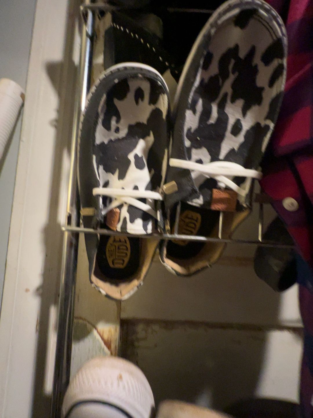 Hey Dude Wendy Cow Print Shoes Black/White