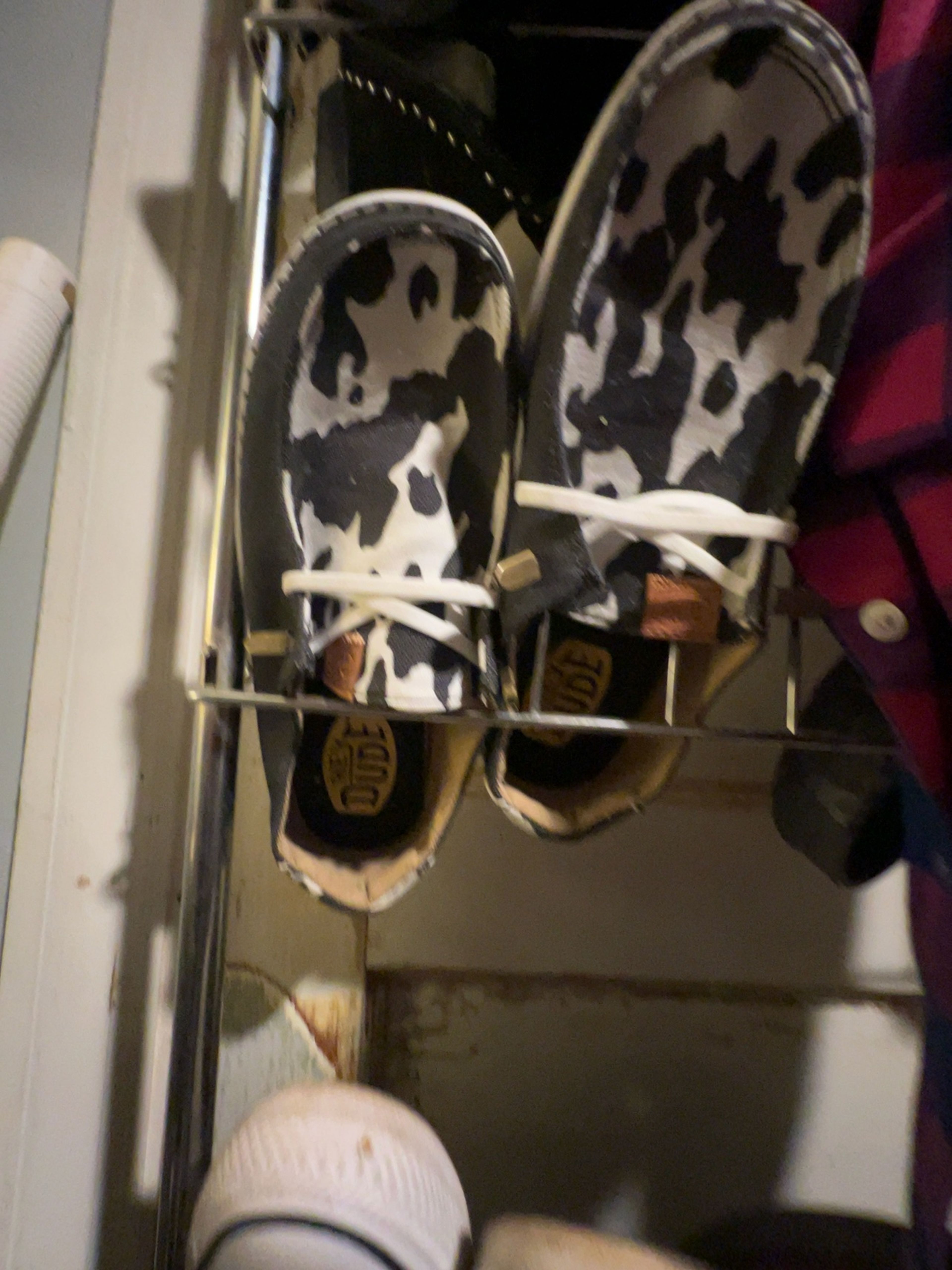 Hey Dude Wendy Cow Print Shoes Black/White