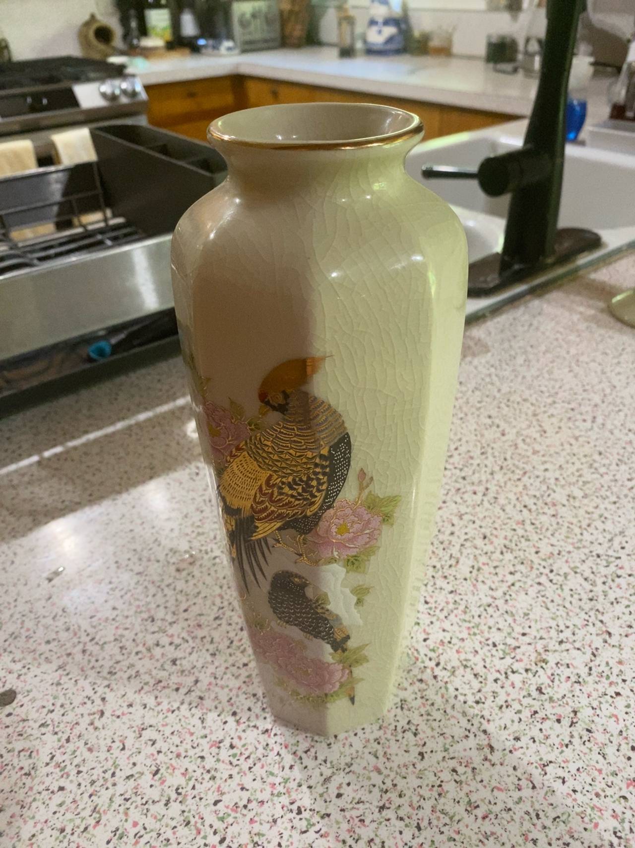 Yamato Vintage Japanese Porcelain Peacock Vase