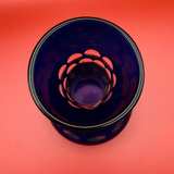 Vintage Cobalt Blue Cut-to-Clear Glass Vase - Image 3