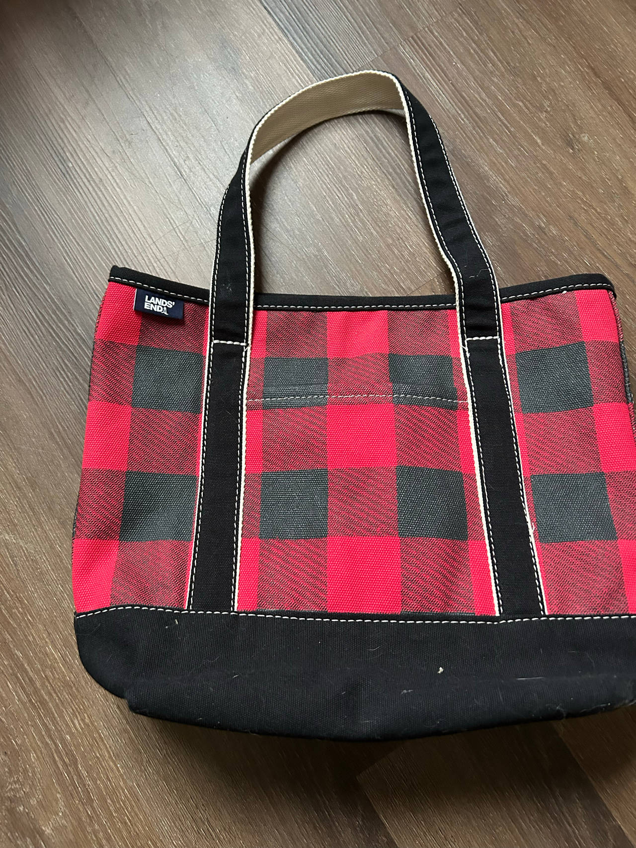 Lands' End Canvas Tote Bag Buffalo Plaid