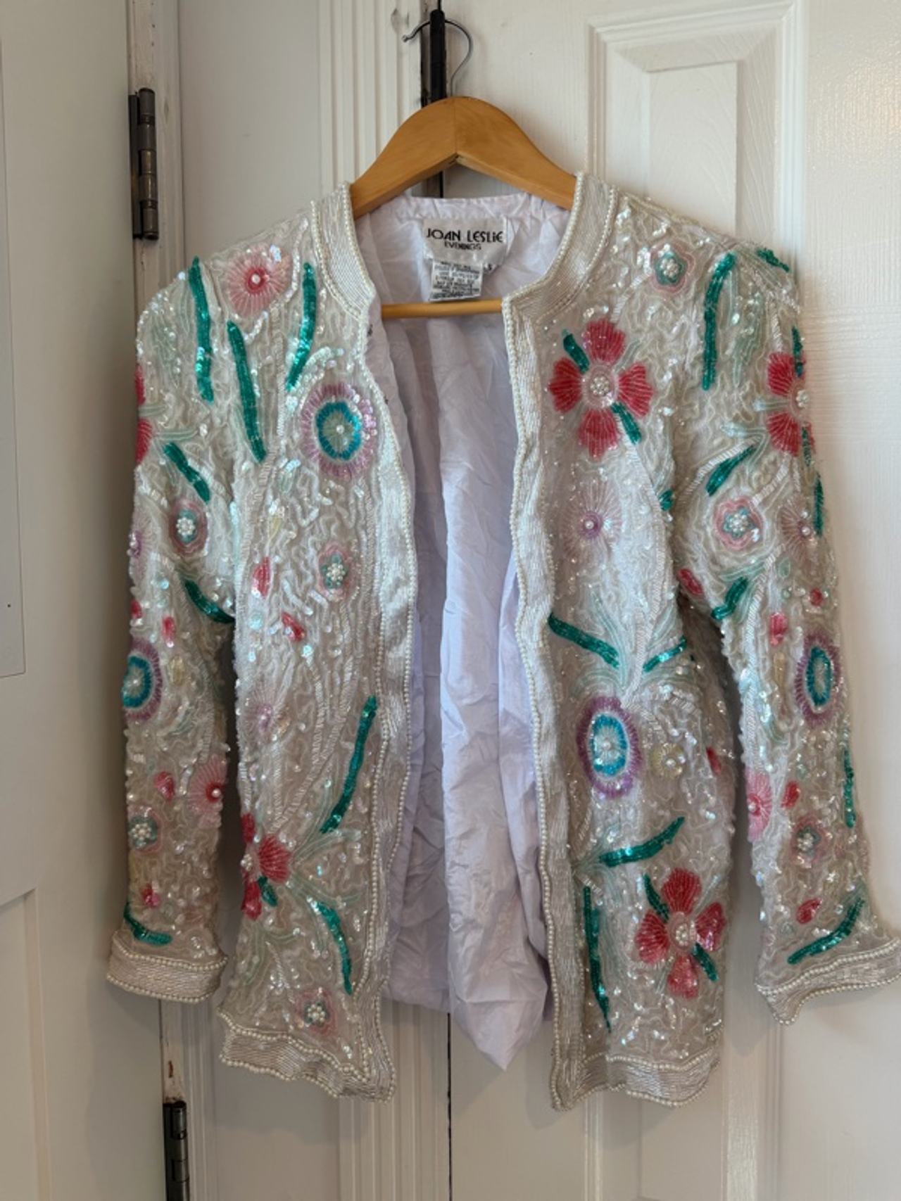 JOAN LESLIE EVENINGS Vintage Pastel Beaded Sequin Jacket