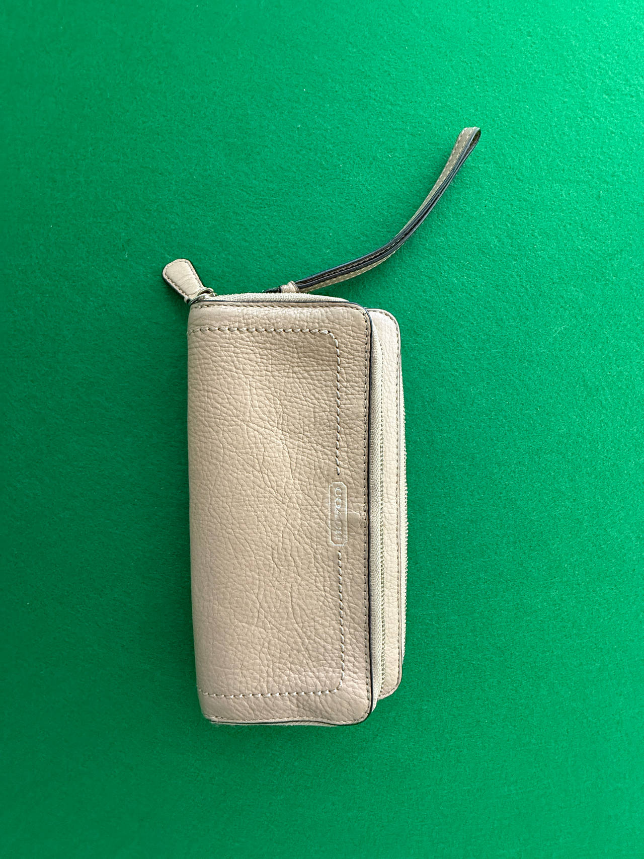 Coach Pebbled Leather Double Zip Wristlet