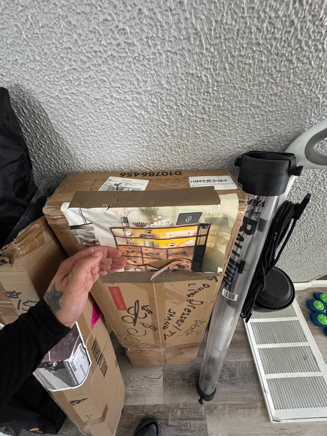 6 Drawer Fabric Dresser and TV Stand with Power Outlet