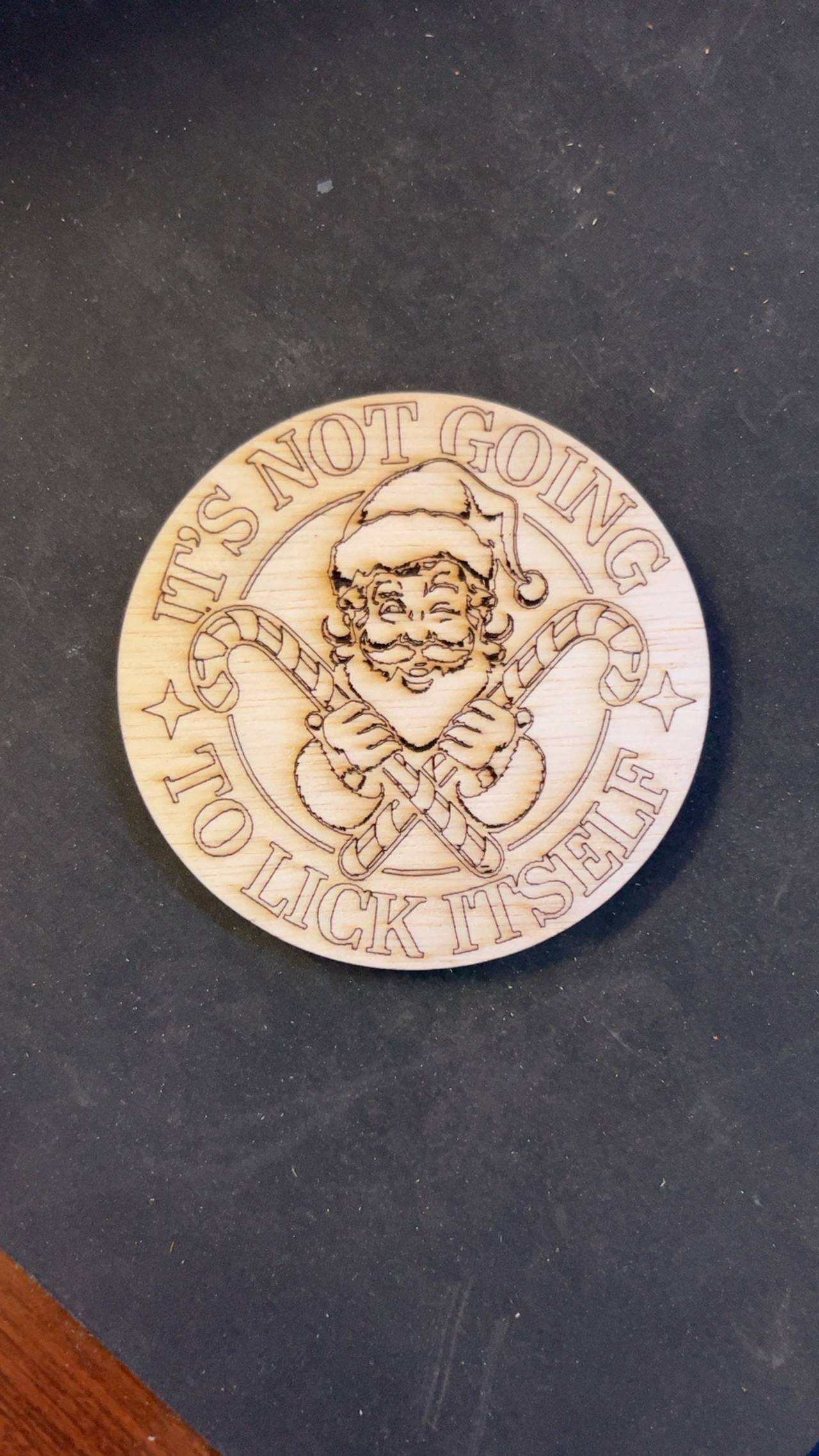 Wooden Santa Christmas Ornament Token