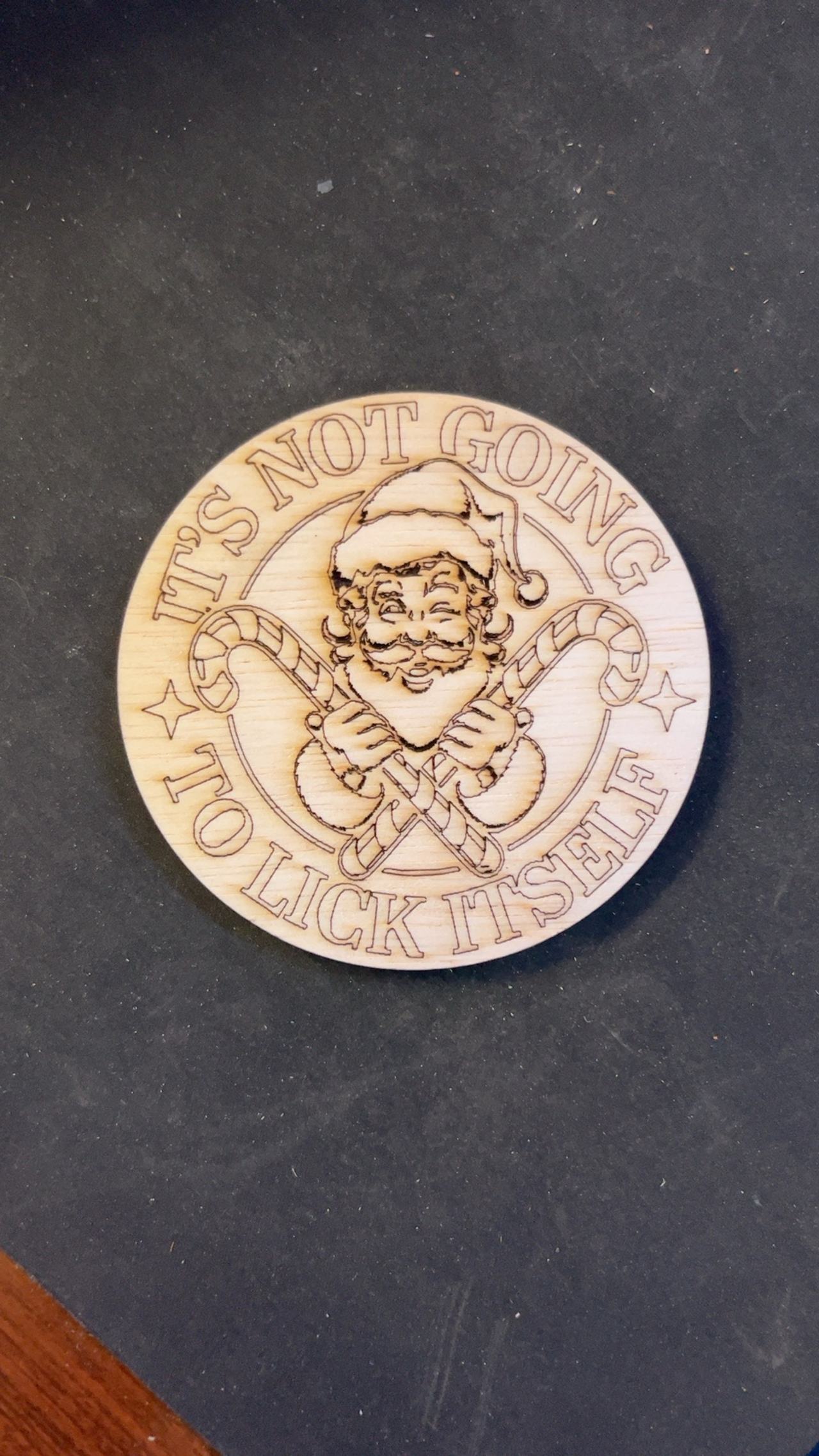 Wooden Santa Christmas Ornament Token