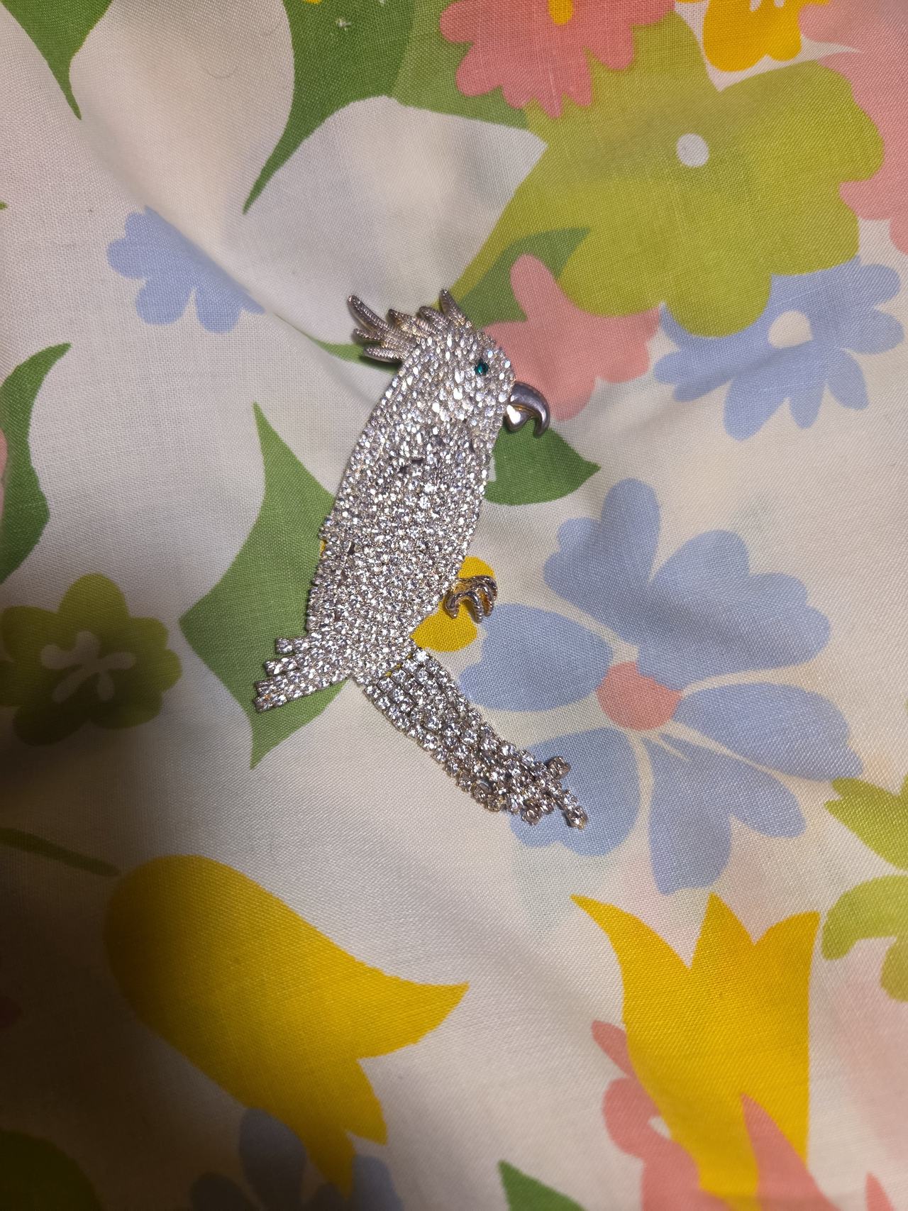 Rhinestone Cockatoo Bird Brooch Pin