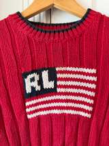 Ralph Lauren Vintage Flag Sweater Red  Knit  - Image 3