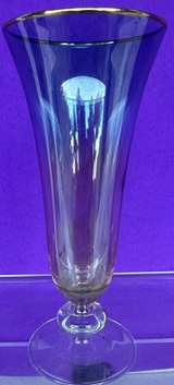 Multi-Colored Glass Trumpet Vase with Gold Rim - Image 1