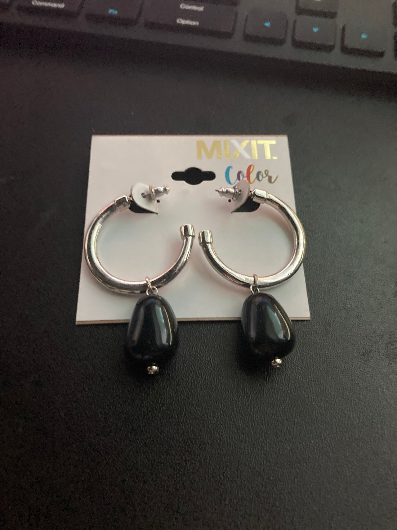Mixit Color Hoop Earrings with Black Bead Drop