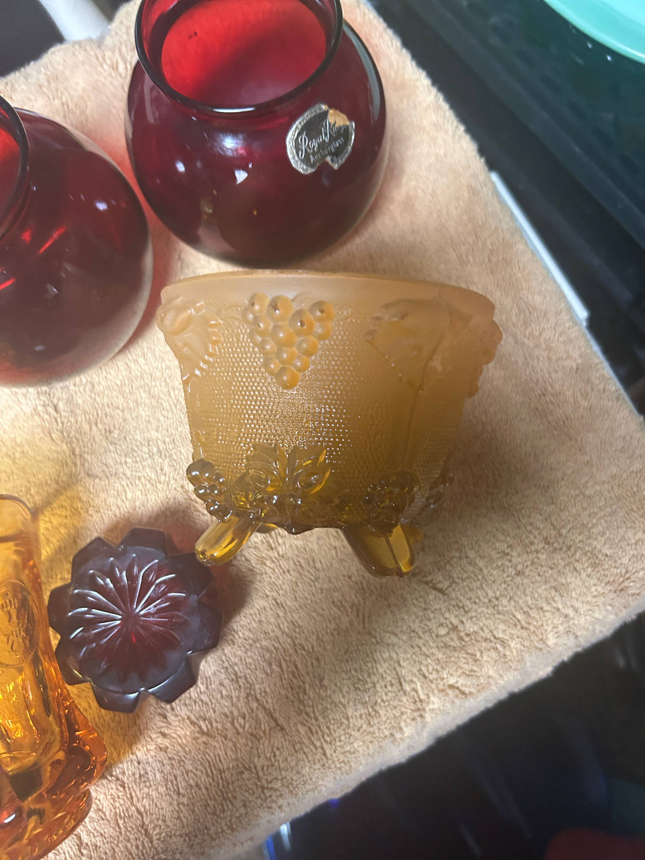 Indiana Glass Harvest Grape Footed Candy Dish