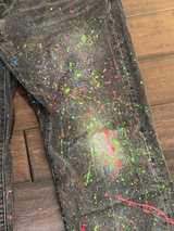 Levi's PREMIUM 501 90’s BIG E Custom Paint Splatter CUT Jeans Size 15 Womens - Image 6