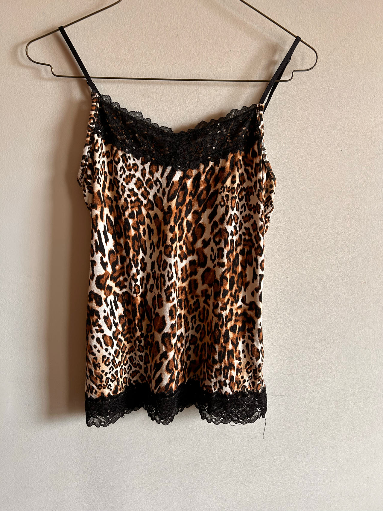 Leopard Print Lace Trim Cami Top