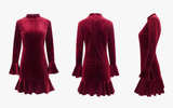 Vivimos Women's Size Small Winter Long Sleeve Velvet Ruffles Bodycon Mini Dress - Image 3