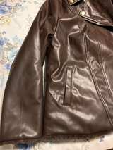 IMAN Women's Dark Brown Faux Leather Faux Fur Lined Moto Jacket - Image 5