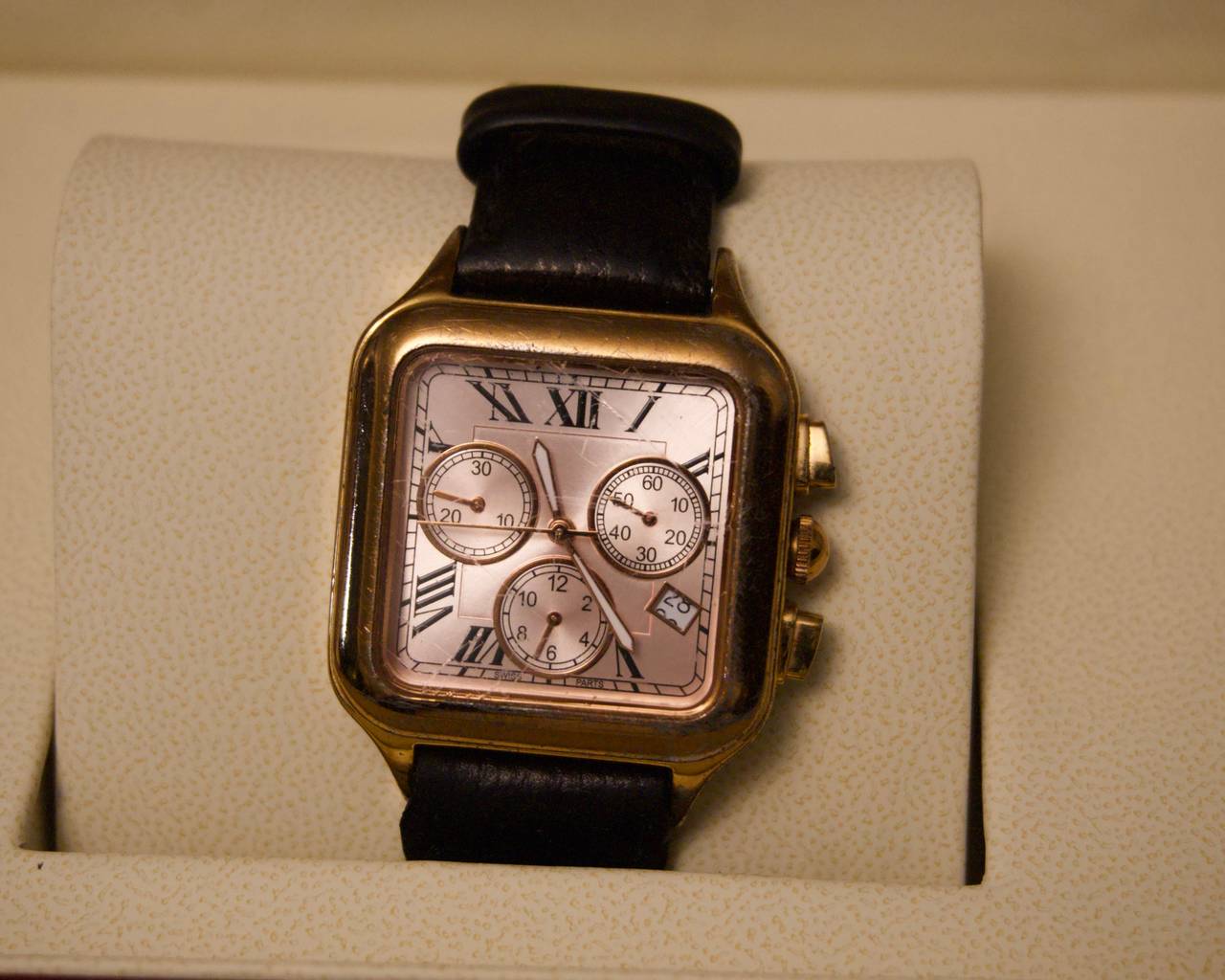 Bronzo Italia Gold-Tone Square Chronograph – Swiss Parts, Roman Dial