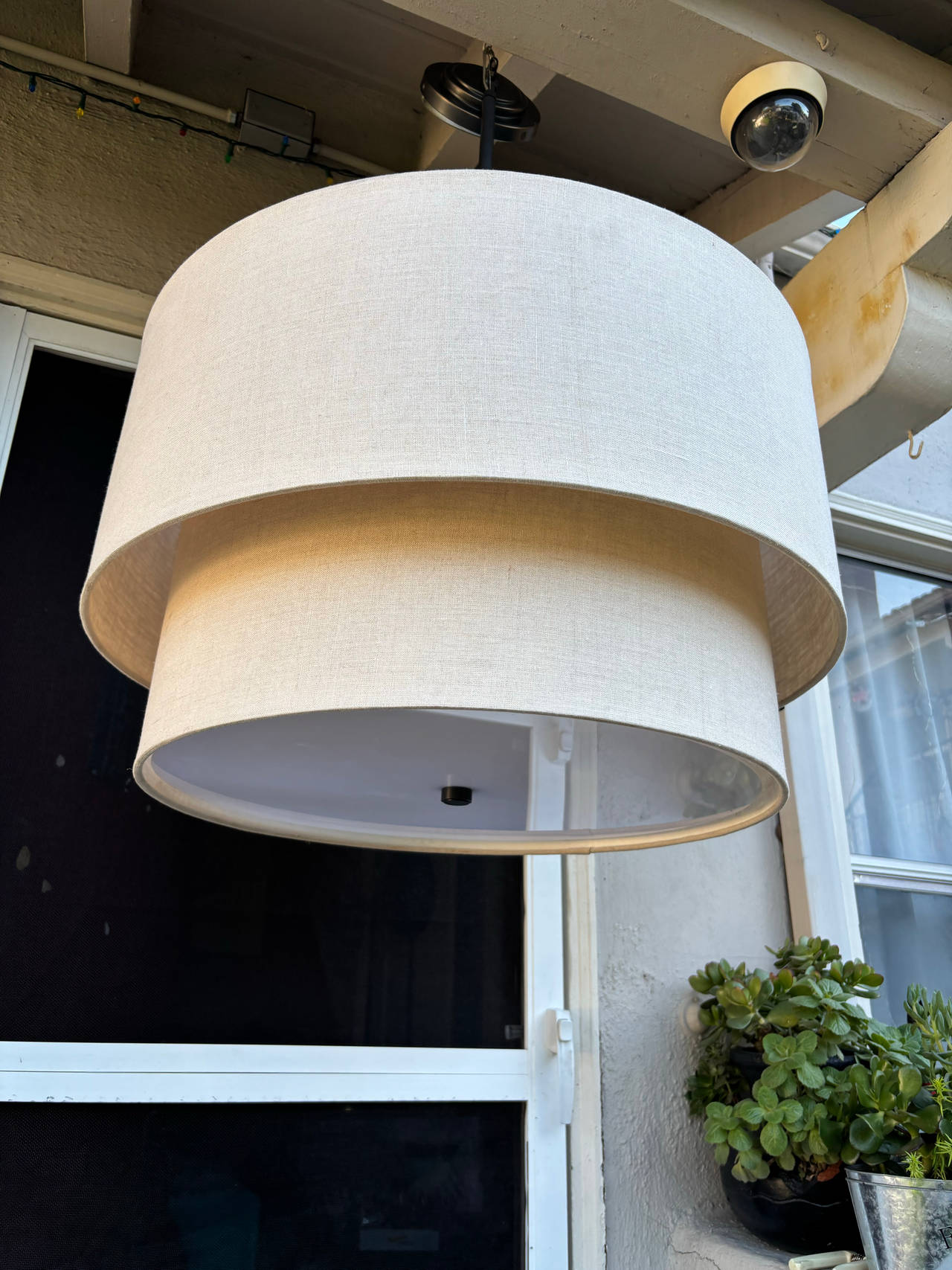 West Elm 2-Tier Fabric Drum Pendant Light