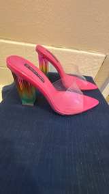 Tracy Turco Pink Clear Mule Heels - Image 2