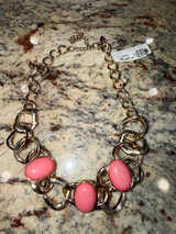 New York & Company Pink Cabochon Gold-Tone Statement Necklace - Image 1