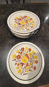 Homer Laughlin Vintage Hard to Find NEW PARADISE Six (8) Dinner Plates  - Image 1