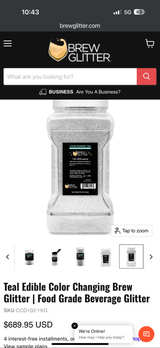 Brew Glitter Edible Color Changing Beverage Glitter - 1kg Bulk Tub - Image 1