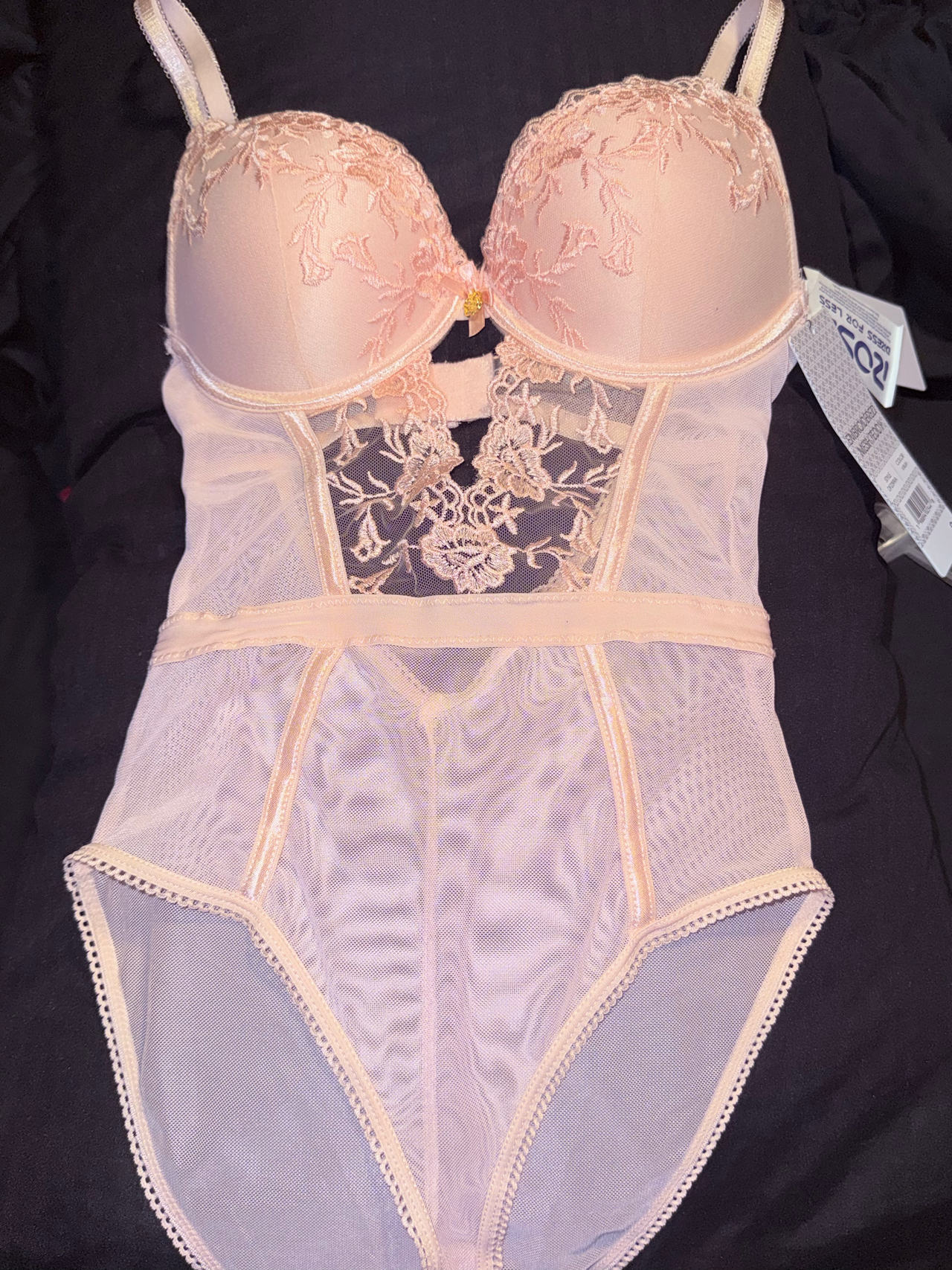 Ross Embroidered Mesh Bodysuit Teddy