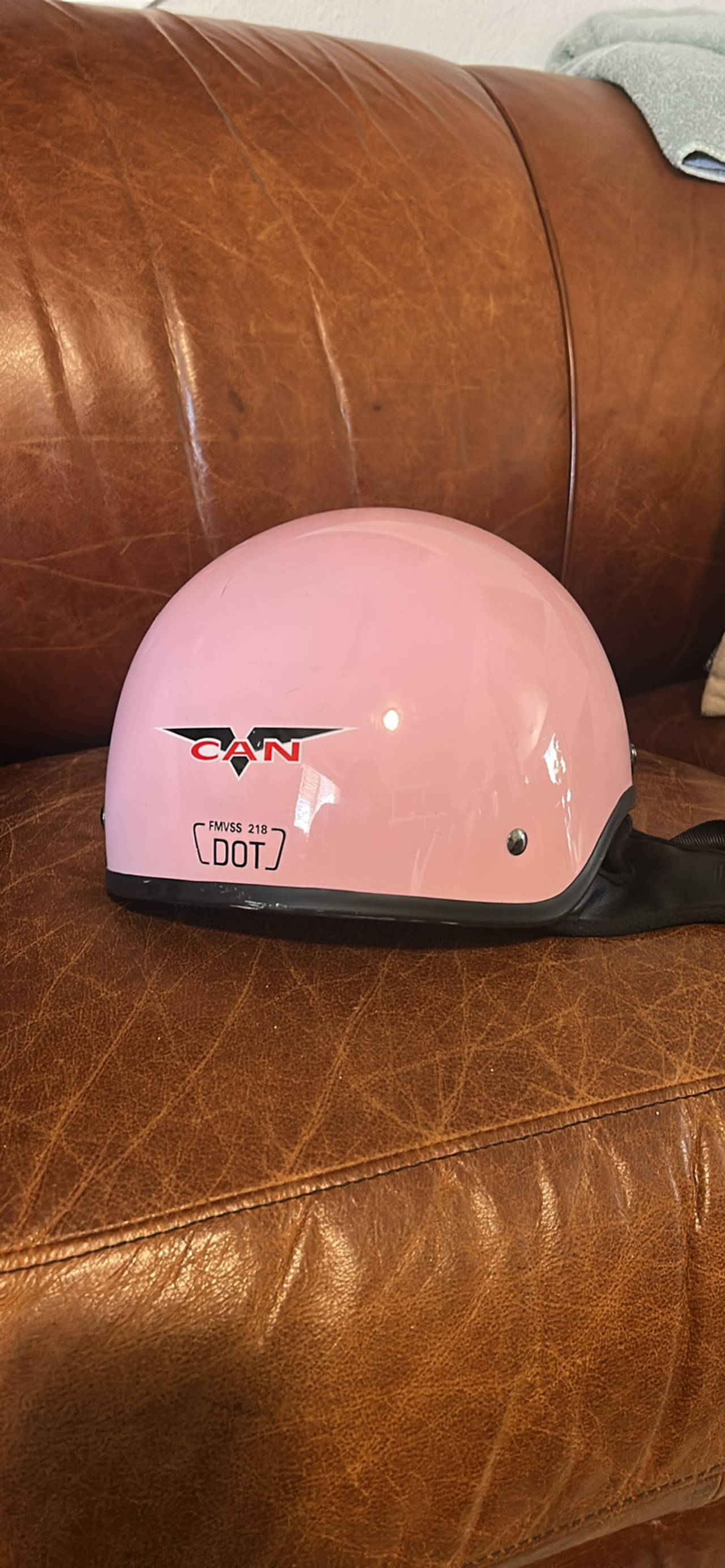 CAN Motorcycle Duckbill Half Helmet - Pink, Size Large