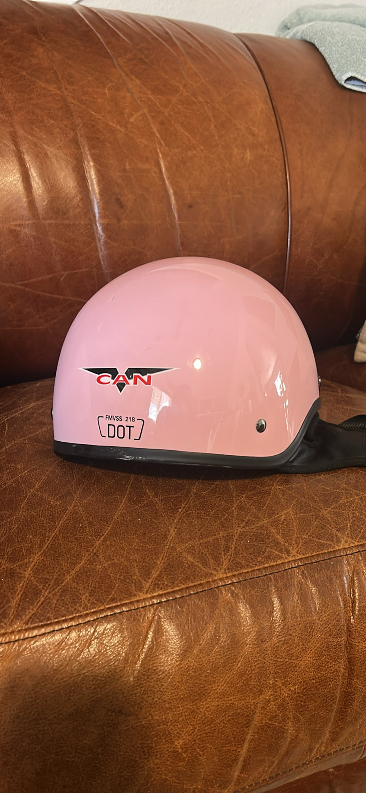 CAN Motorcycle Duckbill Half Helmet - Pink, Size Large
