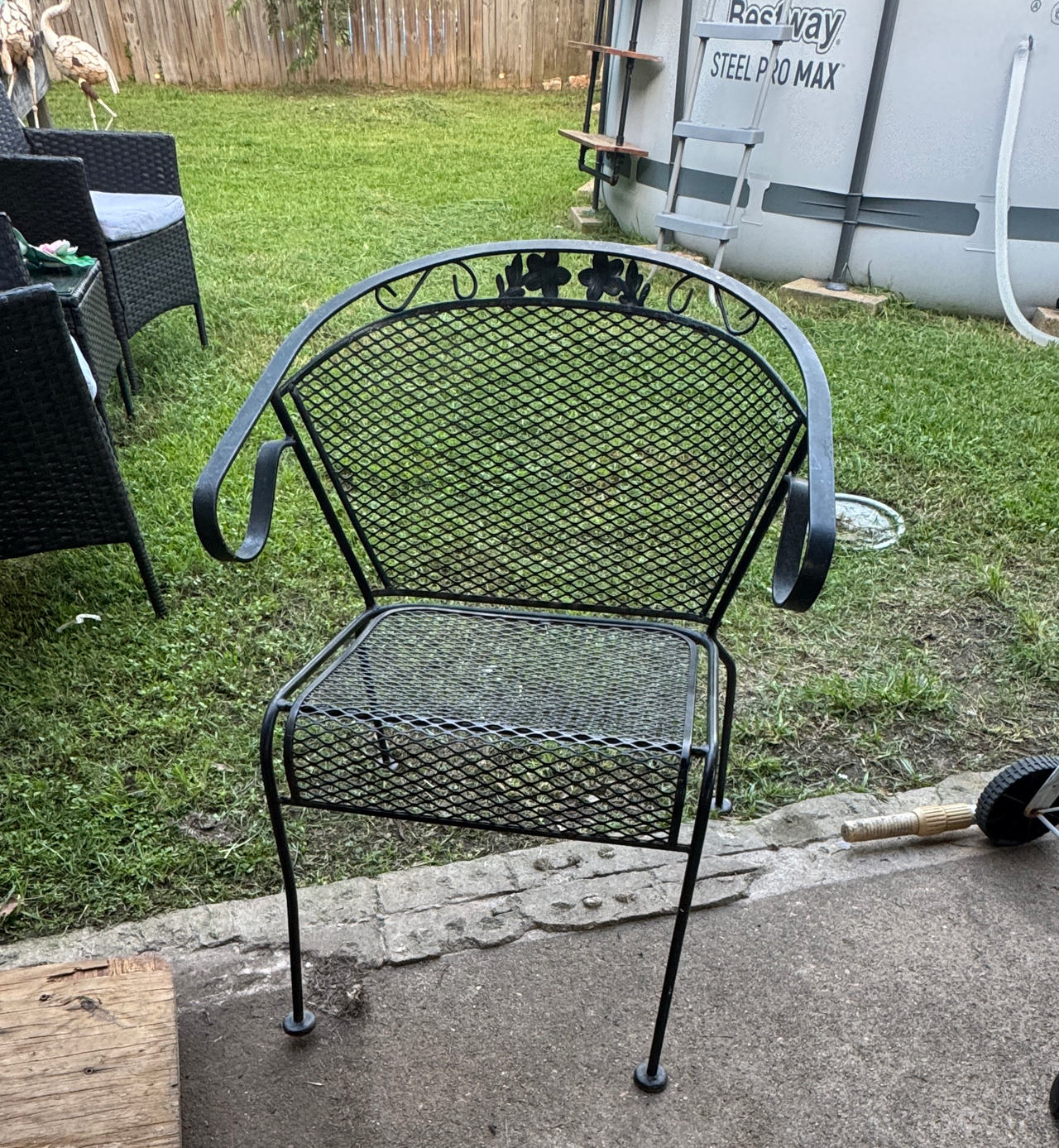 Wrought Iron Mesh Patio Chair