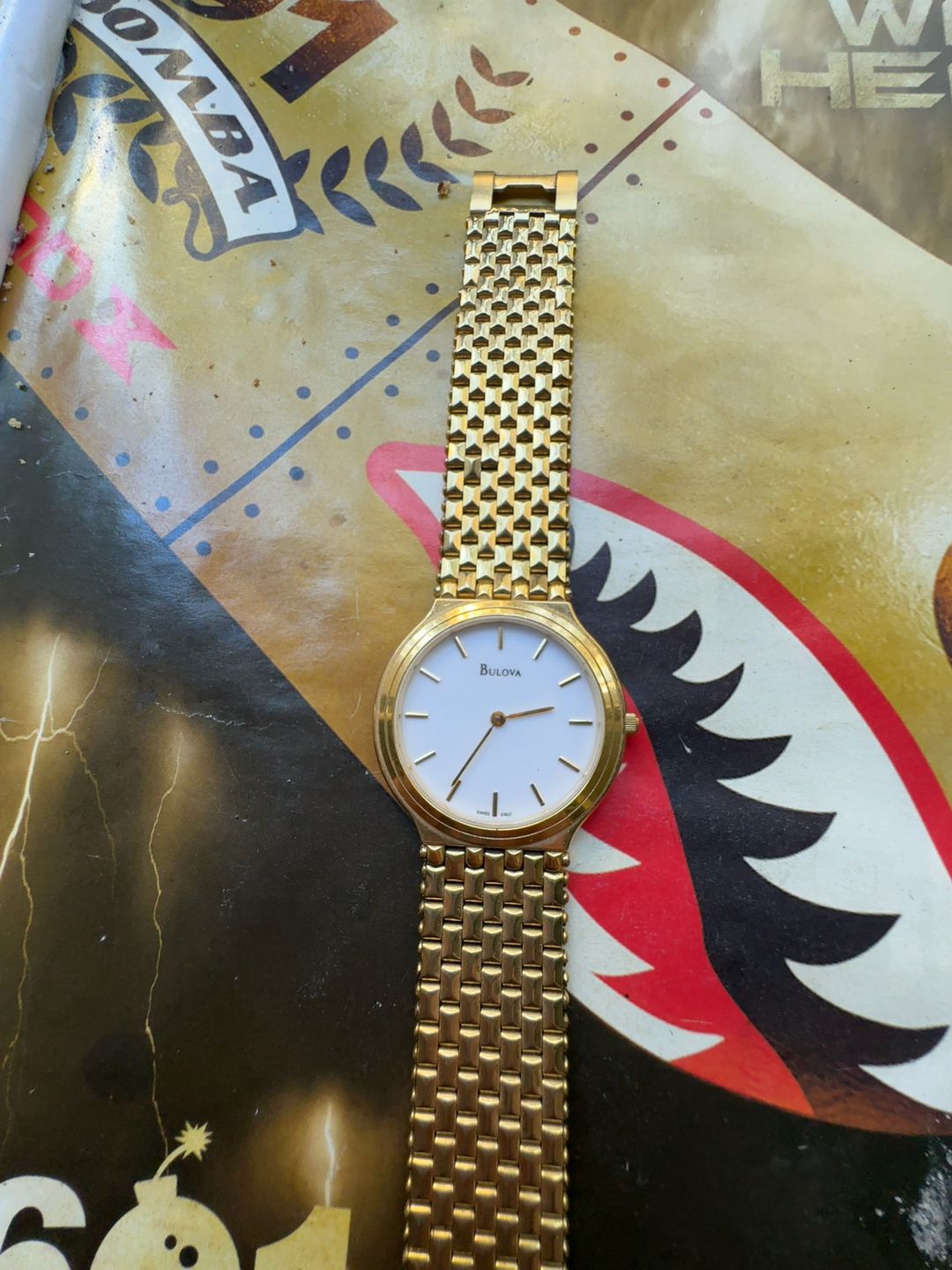 Bulova Vintage Gold Tone Men's Watch with Black Dial