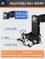 METOWARE Adjustable Trailer Hitch Ball Mount - Image 4