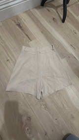 Beige Botany High Waist Pleated Tailored Wide Leg Shorts - Image 2