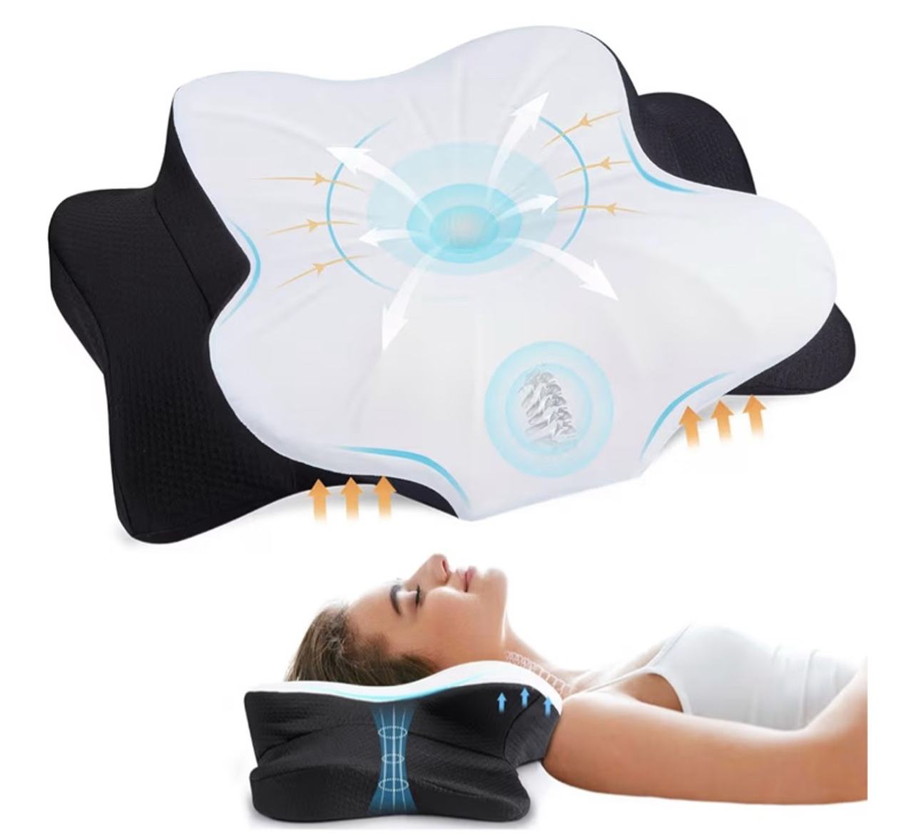 Cervical Neck Pillow for Neck & Shoulder, Ergonomic Contour Memory Foam Pillows