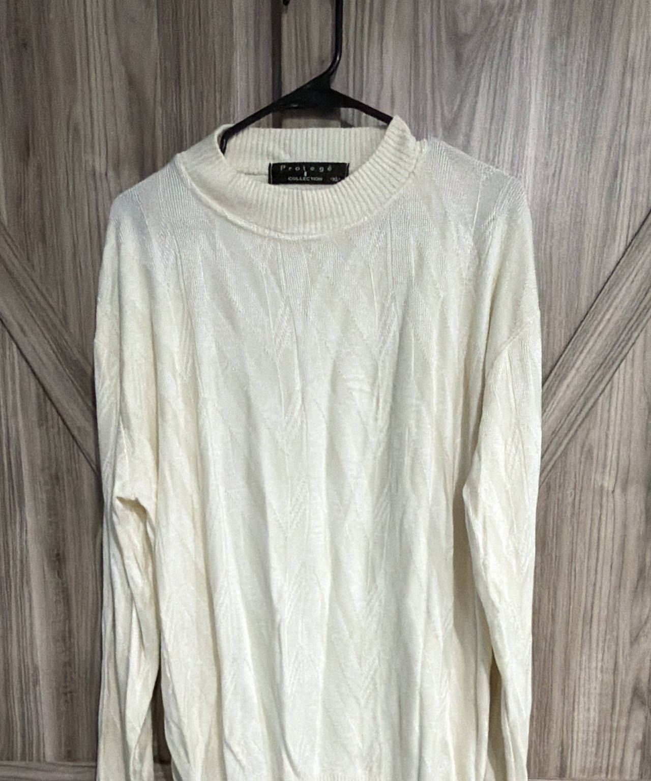 Protege Collection Vintage Textured Mock Neck Sweater XL White