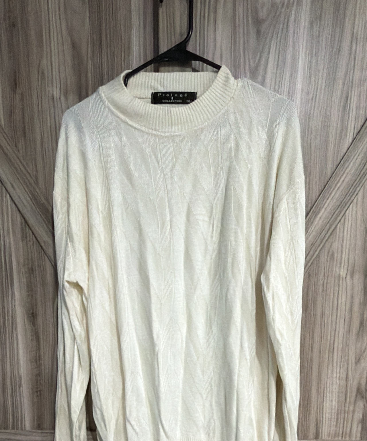 Protege Collection Vintage Textured Mock Neck Sweater XL White