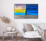 Day and Night Tree Diptych Canvas Painting - Image 2