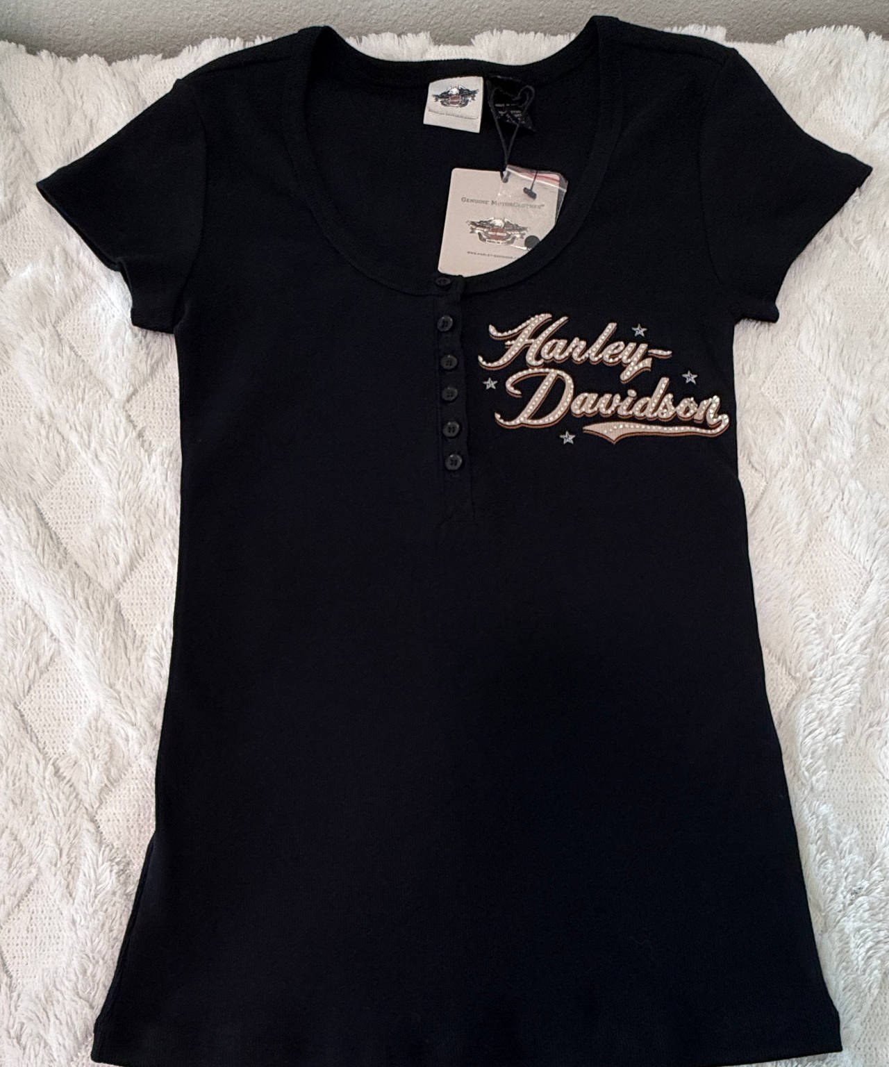 Harley-Davidson Women's Embellished Script Henley Tee